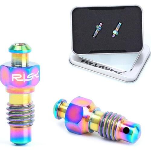 2 pcs M6 MTB Bike Hydraulic Disc Brake Exhaust Bolts Titanium Alloy Bicycle Brake Clip Oiling and Bleed Nipple Bolts Screw