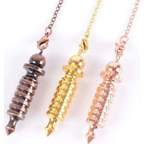 2020Reiki Healing Spiritual Wicca Women Men Metal Pendulum for Dowsing Divination Amulet Screw Shape Pendule Charm Jewelry D929