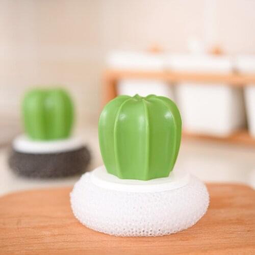 2021 New Decontamination Ball Pot Brush Kitchen Cleaning Brush Household With Handle Washing Cactus Pot Brush Household Tools