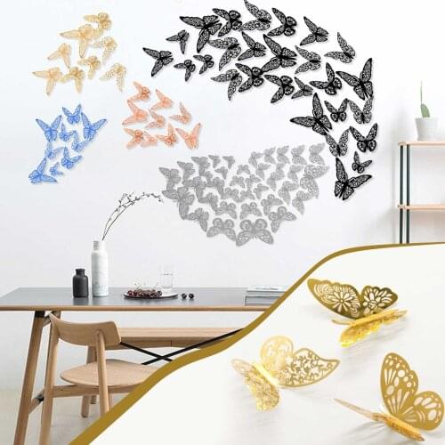 36pcs 3D Hollow Butterfly Wall Stickers For Kids Room Decoration Art Wall Decals Home Decor Cardboard Butterfly Wallstickers