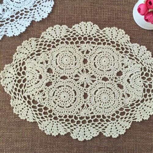 4PCS/LOT Round doily cotton hand made Crochet cup mat, beige and white 30CMX45CM Round Coaster Place Mat