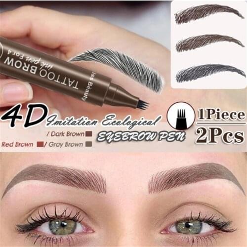 4 Points Eyebrow Pen 4D Waterproof Fork Tip Long Last Sweat-Proof Eyebrow Pencil Natural Shaping Liquid Eyebrow