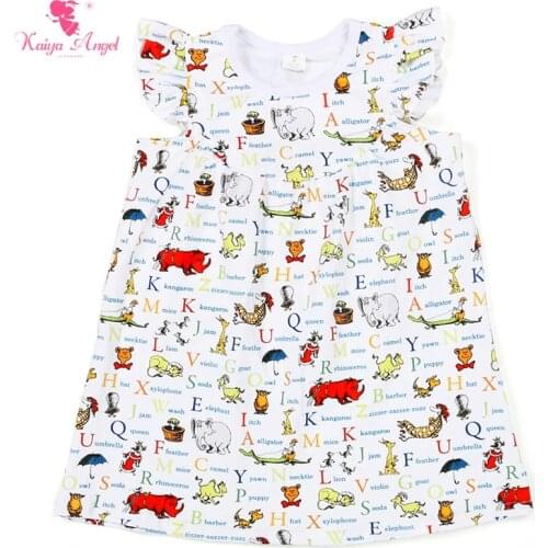 Kaiya Angel Cute Toddler Girl Clothes Letter Back To School Girl Clothing Party Dresses Children Clothes Wholesale 5pc/lot
