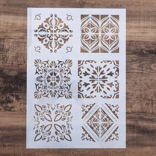 A4 A3 A2 Tile Stencils for Wall Painting DIY Scrapbooking Photo album Paper Card Making Craft Decorative Embossing Template