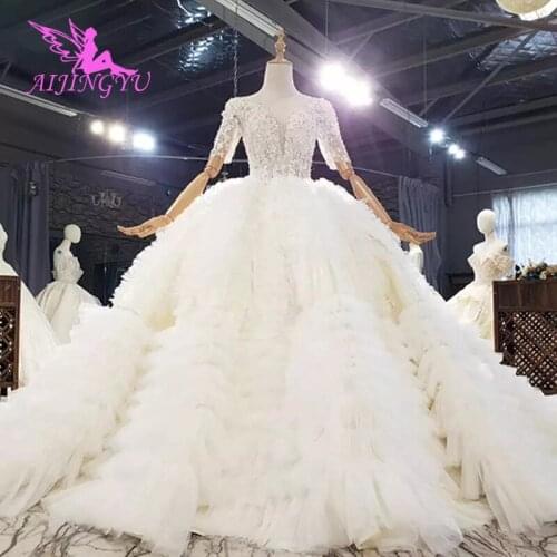 AIJINGYU Best Wedding Gowns With Corset Ukraine White Long Glitter Weddingss Satin Gownes Princess Bride Gown