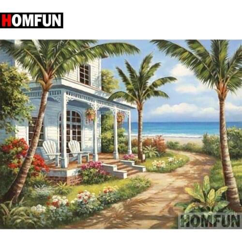 HOMFUN Full Square/Round Drill 5D DIY Diamond Painting "House scenery" 3D Embroidery Cross Stitch 5D Home Decor A17108