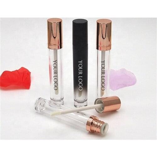 Lip Gloss Packaging Rose Gold Lid Tube Wholesale Custom Logo in Bulk Empty Bottle 5.5ml Round Shape Liquid Lipstick Container