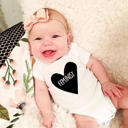 Feminist Pattern Newborn Baby Bodysuits Pregnancy Reveal Baby Gifts Funny Baby Girls Boys Street Wear Summer Drop Ship Jumpsuits