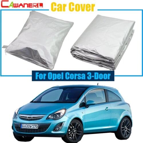 Cawanerl Car Cover For Opel Corsa 3-Door UV Anti Outdoor Snow Rain Sun Dust Resistant Protector Cover High Quality