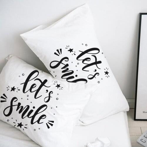 Custom Pillow Case Pillowcase 50x70 50x75 50x80 70x70 Decorative Pillow Cover White Lets smile Bedding Drop Shipping