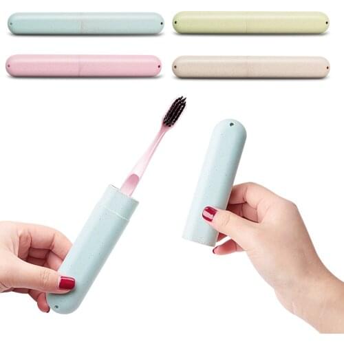 1pc Dustproof Toothbrush Tube Cover Case Health Tooth Brushes Protector Wheat Straw Portable Travel Toothbrush Box
