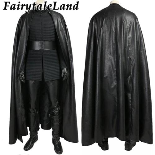 Movie Cosplay Superhero Costume Kylo Ren Role-playing Black Clothing Fancy Halloween Carnival Outfit Full Set With Boots