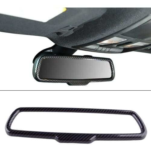 Carbon Fiber Style Black Interior Inner Rearview Mirror Cover Bezel Frame Trim Fit for Dodge Challenger 2015-2020