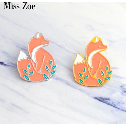 Red fox in grass Enamel Pin Custom Brooches Denim Shirt Pin Buckle Badge Cartoon Animal Jewelry Gift for Kids Friends