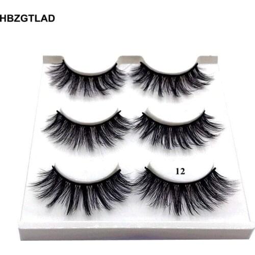 HBZGTLAD 3 pairs natural false eyelashes fake lashes long makeup 3d mink lashes eyelash extension mink eyelashes for beauty 12