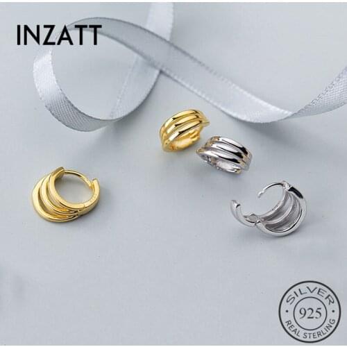 INZATT Real 925 Sterling Silver 3 Layers Round Hoop Earrings For Fashion Women Party Punk Fine Jewelry Geometric Accessories