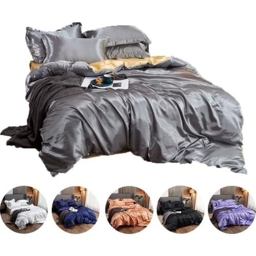 Fashion Luxury Silk Fabrics Bedclothes Quilt Covers Set Bedding Set 1/2/3Pcs Ultra Soft Duvet Cover+ pillowcase Bed set
