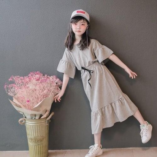 Korean style Girls Long Skirts Set 8 10 12 years Two Pieces Children Shirts and Skirt Teen Girls Summer Clothing