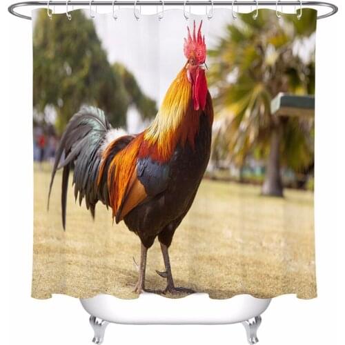LB Chicken Shower Curtain Natural Scenery Farmhouse Long Bathroom Waterproof Mildew Resistant Polyester Fabric for Bathtub Decor