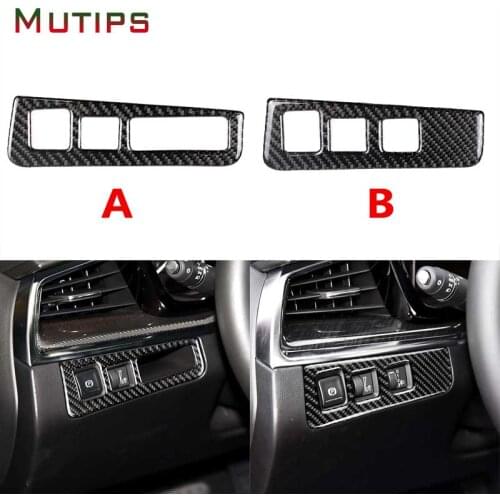 Mutips Car Electronic Handbrake Button Trim Headlight Switch Panel Cover Frame Carbon Fiber Interior For Cadillac xt5 2016 2017