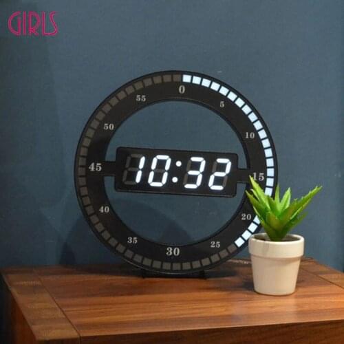 Living Room Wall Clock Mute Creative Digital Electronic LED Simple Night Glow Round Home Decoration Minimalist Modern Wall Decor