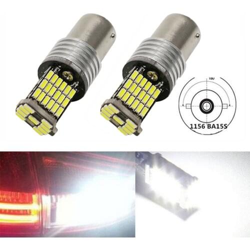 NHAUTP 2Pcs 1156 4014 45-SMD R10 BA15S P21W LED Car Bulbs Reverse Lights Automobile Back-up Lamp DRL White 12V