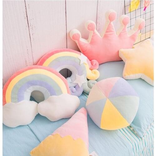 Cloud Plush Pillow Pink White Stuffed Soft Star Throw Pillow Moon Cushion Baby Kids Pillow Sofa Home Decor Girls Pillow &Cushion