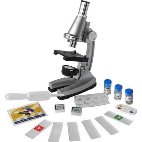 Birthday Gift 100x, 300x, 600x Illuminated Monocular Student Toy Microscope with Refecting Mirror and Lamp