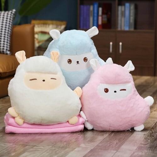 40cm Kawaii Sheep Plush Pillow Hand Warmer Blanket Stuffed Plush Lamb multi-purpose Pillow Cushion Toys for Girls Kids Gift
