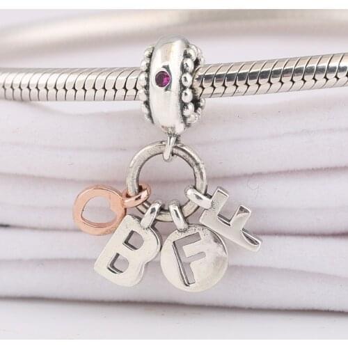 Authentic S925 Pendant Best Friends Forever Dangle Bead Charm Fit Lady Bracelet Bangle DIY Jewelry