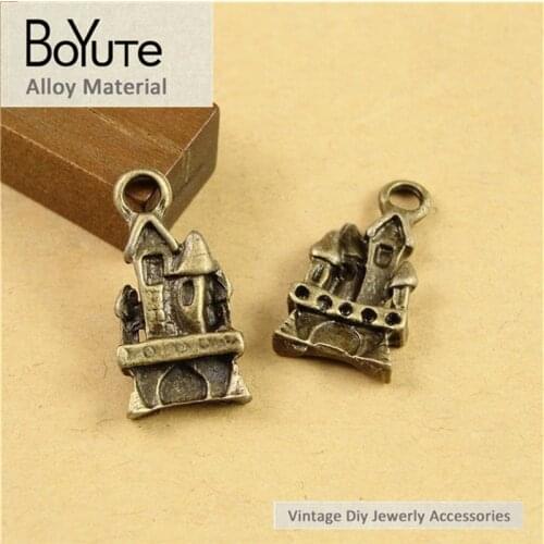 BoYuTe (50 Pieces/Lot) 20*10*3.3MM Antique Bronze Plated Church Charms Vintage Building Charms Pendant for Jewelry Making