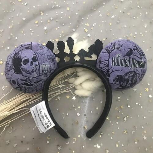 Disney Mickey Minnie Parks The Haunted Mansion Graveyard Halloween Minnie Ears Headband Rare