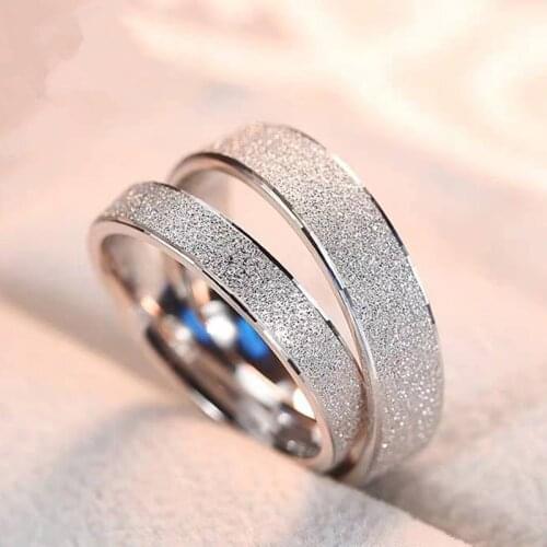 Simple 2mm 4mm 6mm 8mm Stainless Steel Female Rings Rose Gold Couple Scrub Rings for Men Engagement Gifts