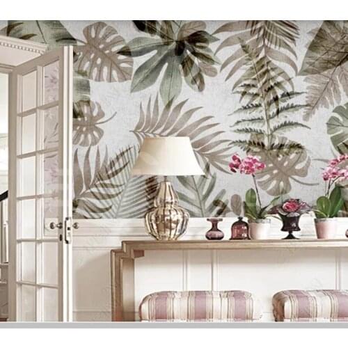 Retro watercolor abstract tropical plants 3D wallpaper papel de parede,living room TV sofa wall bedroom wall papers home decor
