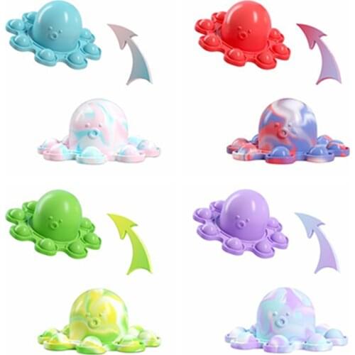 Reversible Toy Push Bubble Sensory Toy Simple Dimple Flip Octopus KeyChain Pop Fidget Relieve Stress Toys Kids Gift Frete Grátis