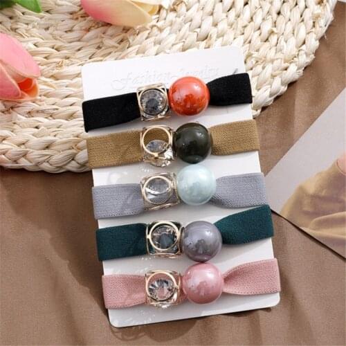 Korean Style Hot Selling Fashion New Arrival Lovely Acrylic Balls Crystals Hair Band Women Girls Kids Hair Rope Hair Rings Gifts