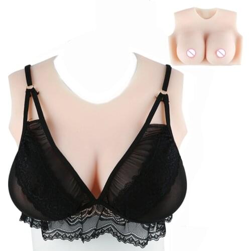 Silicone Breast Form Round Collar Half Body Breast Enhancer Mastectomy Fake Breast Ajusen for Crossdresser Transgender