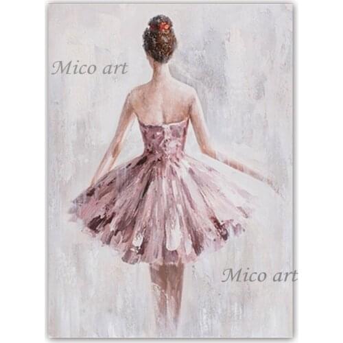 Modern Sexy Woman Dancing Ballet Wall Decor Art Handmade Girl Figure Oil Painting Artwork Wall Canvas Art For Bedroom Decoration