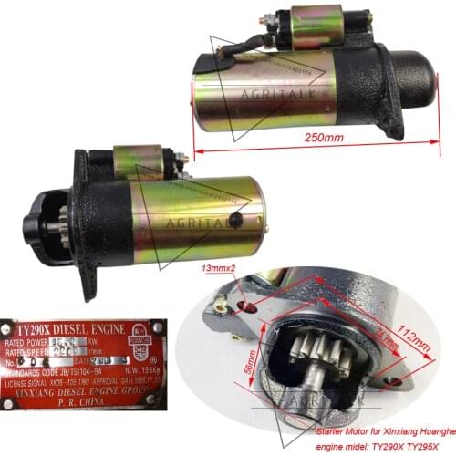 Starter motor for Xinxiang TY290X/TY295X for Jinma tractor ; Jianxiang JX brand engine TY290/TY295 for tractor like SJ-180A