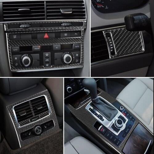 Carbon Fiber For Audi A6 C5 C6 Car Styling Interior Gearshift Air Conditioning CD Panel Cover Trim Car Sticker Auto Accessories