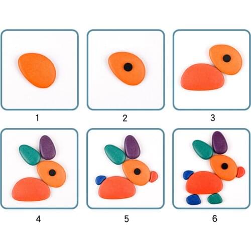 Pattern Blocks Stone Animals Puzzle Educational Jigsaw Toy for Toddlers Kids
