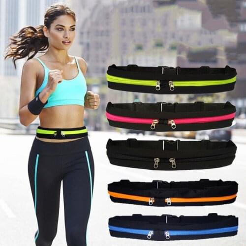 Waterproof Mens Waist Bag For Girls Dual Pocket Running Belt Bag Women Fanny Pack Female Waist Pack Anti-theft Sports Pouch