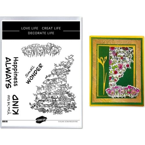 YIXUAN Blooming Flower Bushes Photopolymer Stamp Metal Cutting Dies Set DIY Scrapbook Photo Album Embossing Handmade Cards Decor