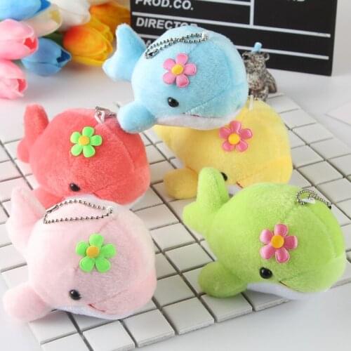 1pcs 12.5*9CM Cute Dolphin Kawaii Plush Keychain Soft PP Cotton Stuffed Animal Plush Toy for Bag Pendant