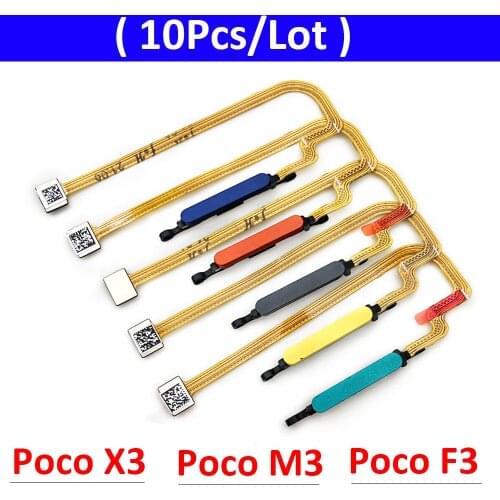 10Pcs/Lot, New For Xiaomi Poco M3 Fingerprint Sensor Home Return Key Menu Button Flex Ribbon Cable