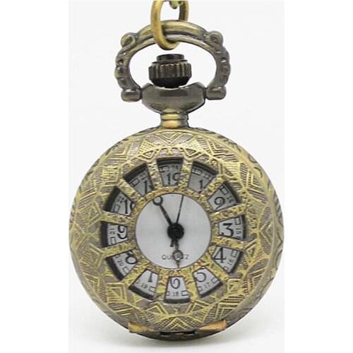 10pcs/lot SteamPunk heavy metaL Sun Wheel FLIP Pocket Watch Necklace pendant kids Clock learning