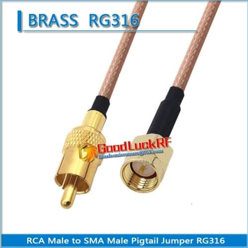1X Pcs RCA Male to SMA Male Plug Pigtail Jumper RG316 Cable copper RCA to SMA video recorder Extend cable