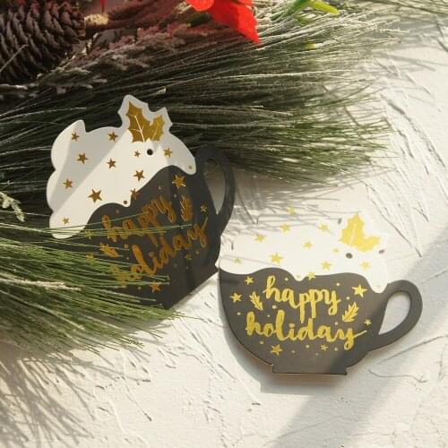 30pcs Gold Christmas Happy Holiday Milk Drink Multi-use Scrapbooking DIY Decoration Party Invitation Gift Card Message Card