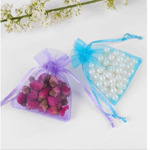 50pcs Drawstring Jewelry Bag Pouch Organza Jewelry Packaging Bags Wedding Party Decoration Drawable Storage Bags Gift Pouches
