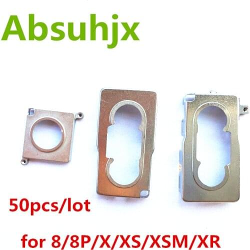 Absuhjx 50pcs Back Camera Cover Shield for iPhone 8 Plus X XS Max XR Holder Inner Metal Frame Cap Seal Bracket Parts